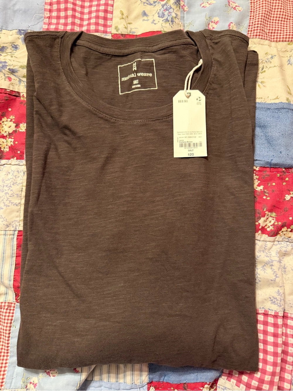 Essential Short-Sleeve Crew Tee by mutual weave in Dark Brown